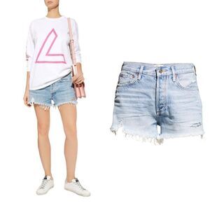 AGOLDE Parker Fringed Denim Shorts